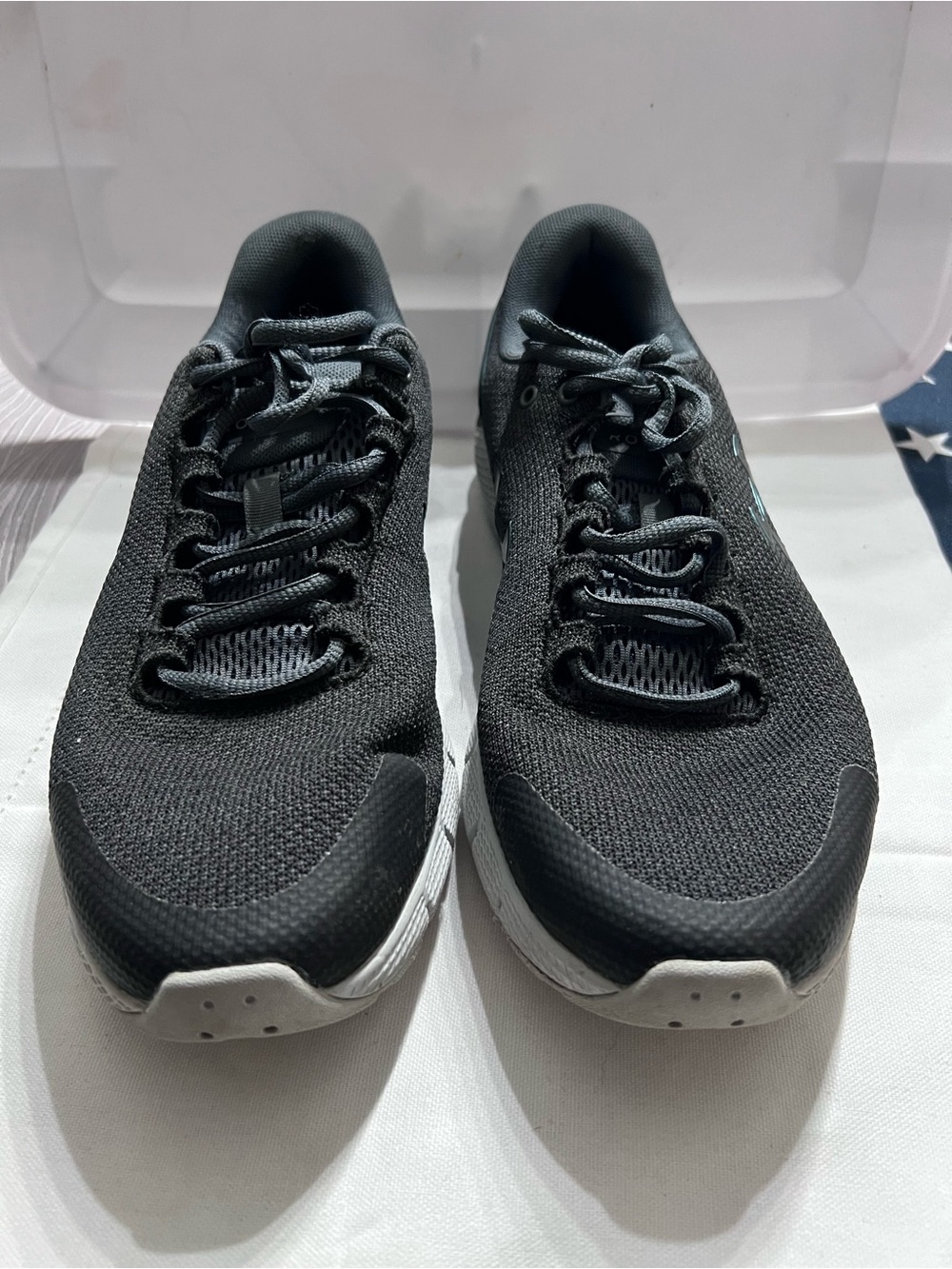 Under Armour Charged Rogue Running Shoes Women’s 8.5 Black Gray Teal Athletic